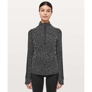 Lululemon Run Briskly 1/2 Zip Magnetized Jacquard Black White Jacket